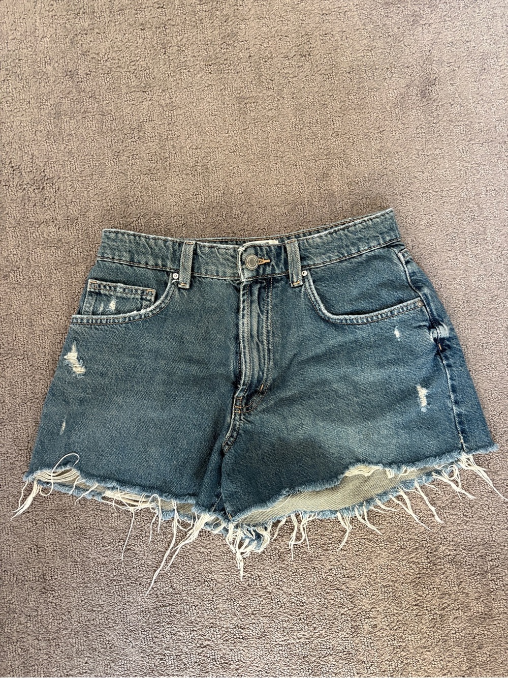 Cotton On Raw-Hem Distressed Denim Shorts - Blue